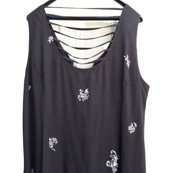 Vtg R&K Sleeveless V-neck Button Front Maxi Dress Bandana Print Brown Sz 20W - Picture 9 of 11